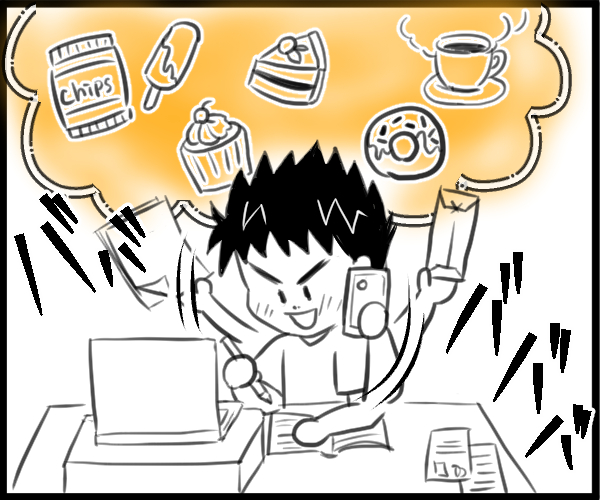 おかしでやる気アップする図